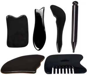 Corne naturelle écologique Gua Sha masseur poli Technique SPA dos grattage planche plaque faciale disponible à la vente - Product Image 2