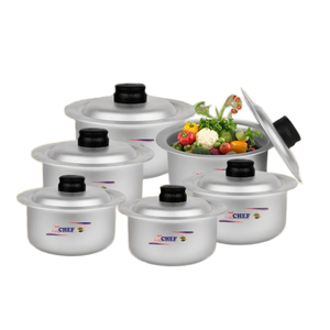 Set de 6 Casseroles Traditionnelles Silvano en Aluminium au Design Moderne 20/30 cm avec Poignée pour Cuisinière à Gaz - Usage Domestique - Product Image 1