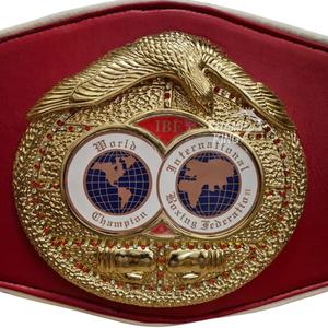 Custom Boxing Championship <b>Belt</b> With <b>Red</b> Leather Strap And Gold Plated Plate - Product Image 1