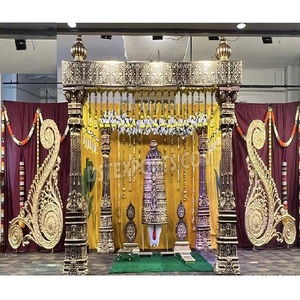 Dernier Kanyadanam Mandapam pour les mariages du sud de l'Inde Magnifique mariage Mandap Design Royal Fusion Wedding Mandap Cum Stage Setup - Product Image 1