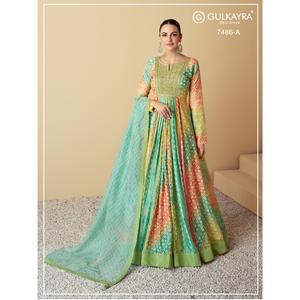 Mousseline lourde de mariée avec robe imprimée numérique pour mariée pakistanaise Designer longues robes Anarkali pour robe de mariée pour mariage - Product Image 1