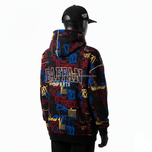 Sudadera con capucha de lana pesada Premium 330GSM, estampado de grafiti colorido, tela de algodón suave, bordado 3D, logotipo personalizado, sudadera básica - Product Image 4