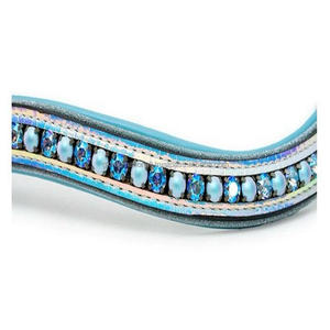 Luxe bleu clair perle et saphir décoratif mega bling doux rembourré cuir cheval front bande en plein cob sur les tailles commande en gros - Product Image 2