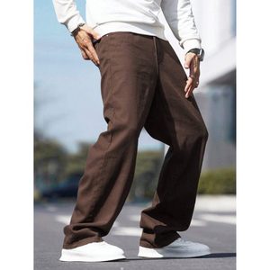 Jean en denim marron pour homme, coupe droite, jambe large, ample, en tissu respirant et écologique, délavé vintage, style streetwear, taille unique - Product Image 4