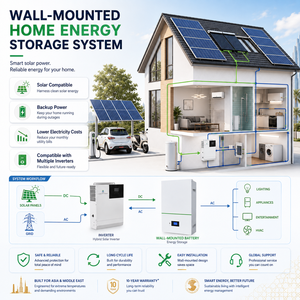 48V 200Ah 壁掛け式LiFePO4バッテリー 10kWh 太陽光発電蓄電パック スマートBMS搭載 家庭用バックアップ電源 - Product Image 2