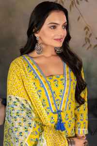 Vêtements indiens et pakistanais élégants Salwar Kameez en coton imprimé artisanal pour les fêtes - Product Image 2