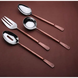 Stainless Steel Silverware Tabletop <b>Flatware</b> Dinnerware Food Serving Set With Copper Handle Elegant Cutlery <b>Flatware</b> Set - Product Image 4