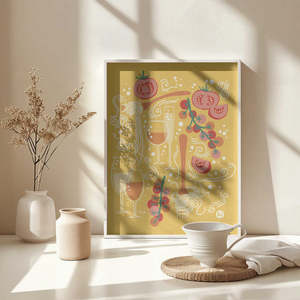 Ilustración divertida de pasta italiana de Aia Ueno, impresión digital de tomate y vino sobre base de papel por Pasta Paradise - Product Image 5