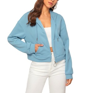 Custom Summer Clothes Solid Hooded Short Sleeve <b>Crop</b> <b>Top</b> Hoodie With Zipper Jogger 2 Piece Set Women Shorts Set Pants For Women - Product Image 2