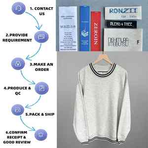 High Quality Silk Screen Printed Winter <b>Long</b> Mockneck Varsity Crewneck <b>Sweatshirt</b> with Front Logo - Product Image 5