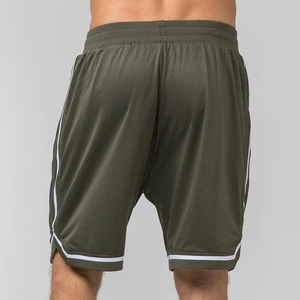 Pantalones Cortos Deportivos de Malla Verde Oliva para Hombre, Cintura con Cordón, Transpirables, Corte Regular, Ropa Deportiva de Verano, Color Sólido - Product Image 2