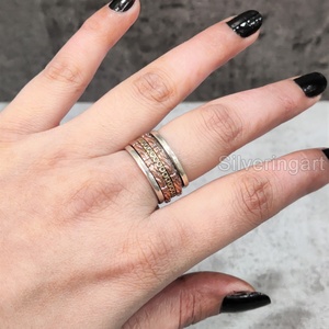 Nouveau Spinner bande bohème bague en argent Sterling 925 femmes pouce anneau Yoga bijoux faits à la main noël anxiété hommes Spinner anneau - Product Image 2