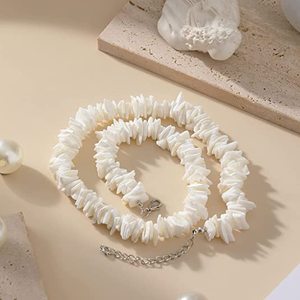 Collar de concha <span class=keywords><strong>Puka</strong></span> blanco y negro de 30cm y 45cm, Gargantilla de concha marina Hawaiana de verano, joyería cristiana para hombres y mujeres, regalo de playa - Product Image 3