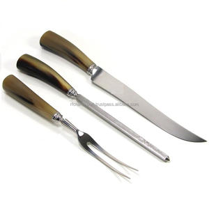 Ensemble de couverts en métal poli antique avec poignée en corne personnalisée Nouvel ensemble de couverts en acier par RF Crafts for Giveaways - Product Image 1