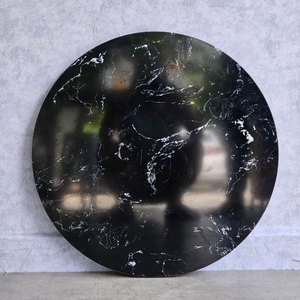 Plateau de table rond en marbre naturel Calcite noire avec motif nuage poli, diamètre 60 cm, épaisseur 15 mm, MB039 - Product Image 3