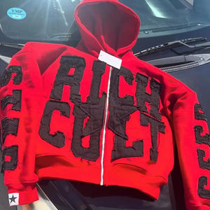 Pull brodé 3D de qualité supérieure DTG impression graphique Vintage à capuche hommes poids lourd ourlet brut grande taille sweat - Product Image 1