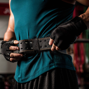 Ceinture de soutien professionnelle en cuir de vachette antidérapante pour musculation, tractions et dips, idéale pour l'entraînement en salle de sport - Modèle 2026 - Product Image 3