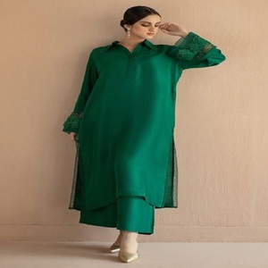 Salwar Kameez indien pour femmes avec dupatta, ensemble Kurti Anarkali, palazzo et foulard, robe de soirée de mariage, 100% lin, longueur cheville - Product Image 2