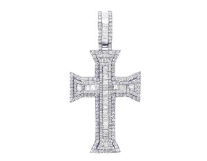 Classique Christian Moissanite Diamant Coupe Ronde Clouté En Argent S925 Croix Pendentif Pour Hommes Femmes - Product Image 1