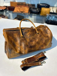 Factory Custom Deep Brown Duffel <b>Bags</b> Manufacturer High Quality Vegan <b>Leather</b> Duffel Outdoor Luggage <b>Men</b> <b>Overnight</b> <b>Bags</b> - Product Image 4