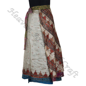 100 façons de porter magique Wrap jupe chemise Vintage inde soie 38 pouces nouvelles femmes portent Vintage soie Sari longue longueur Wrap autour de Sari - Product Image 5