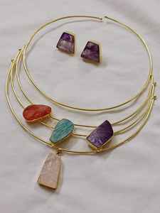 Collar Hasli de piedra áspera Natural con tachuelas, collar Hasli de último diseño para mujer, desgaste mínimo, ligero y cómodo - Product Image 3