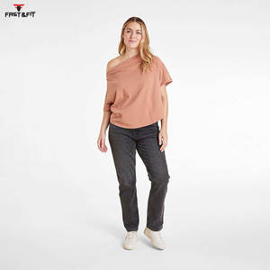 2025 été décontracté femme écologique ample haut régulier respirant slash cou à manches courtes hors épaule T-Shirt - Product Image 4