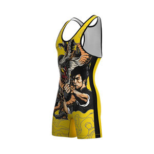 Combinaison de lutte personnalisée, résistante à la décoloration, extensible, impression par sublimation, vêtements de sport pour adultes, arts martiaux, logo frontal, sans couture - Product Image 6