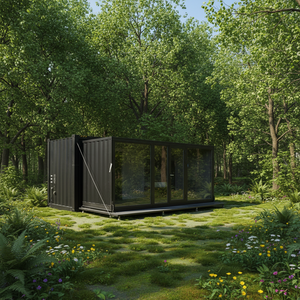 Maison conteneur à structure en acier avec armoires <span class=keywords><strong>de</strong></span> cuisine en acier noir, isolation EPS, logement en conteneur maritime modifié - Product Image 1