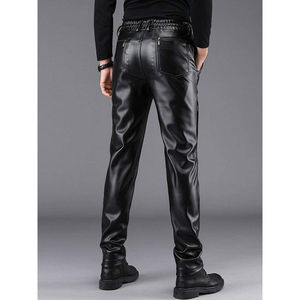 กางเกงจ็อกเกอร์หนังเทียมผู้ชายสุดเทรนดี้ สไตล์โมเดิร์นสตรีท กางเกง PU เอวยางยืดใส่สบาย ขายออนไลน์ - Product Image 4