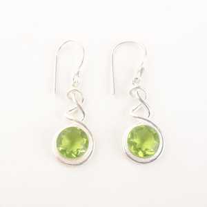 Peridot Gemstone Sterling <b>Silver</b> <b>Stud</b> Earrings Handmade August Birthstone Jewelry Gold Plated Party Elegant for Women - Product Image 5