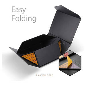 Caja de regalo de 9x6,5x3,8 pulgadas, caja de padrino, CAJA PLEGABLE rectangular con tapa magnética para embalaje de regalo (negro mate, grano - Product Image 5