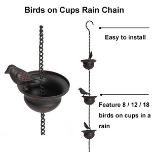 Cadena de Lluvia Decorativa con Forma de Pájaro Vintage, Cadena de Lluvia de Metal Colgante para Lluvia Intensa, Decoración Interior y Exterior - Product Image 3
