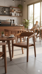 Chaise de salle à manger en teck massif SOLOBEAT, fauteuil en bois massif avec dossier incurvé pour usage extérieur et en appartement - Product Image 2