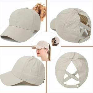 Chapeau de queue de cheval pour femmes casquette de Baseball Crises réglables croix casquette de Baseball haut chignon unisexe séchage rapide chapeaux de camionneur - Product Image 3
