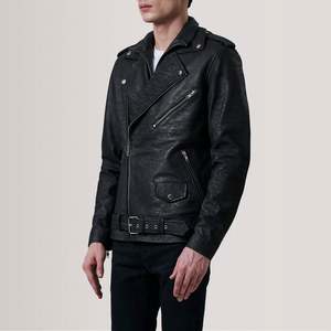 Kole Genuine <b>Sheepskin</b> Leather Double Rider <b>Jacket</b> Distressed Black with Zippered Closure Reversible and Water Proof Size XS - Product Image 3