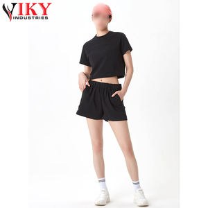 Summer Short <b>Tops</b> for <b>Women</b> Ribbed Cotton t Shirt Blank Crew Neck <b>Knit</b> Crop <b>Top</b> Inventory 2 Pieces <b>Women</b> Sets - Product Image 4