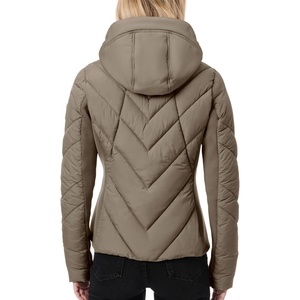 Blanc femmes Parkas légers conçus hiver mince bouffant manteau décontracté O cou épais coton rembourré femme veste courte - Product Image 3