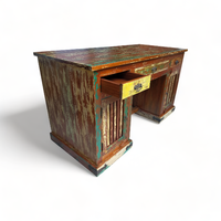 Bureau de direction personnalisé en bois massif, style traditionnel et moderne, convertible, mobilier de bureau de qualité supérieure, fabriqué à partir de bois de bateau recyclé