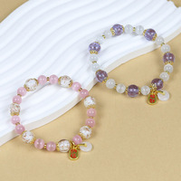 Pulsera de Cuentas de Vidrio Gris Fragante PFT para Mujer, Estilo Chino Nuevo, Joyería Decorativa Cultural, Regalo al por Mayor
