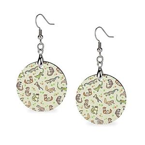 Design imprimé en bois d'acacia, vente en gros, à la mode, vêtements de fête, pris en charge pour toutes les saisons, ensemble de boucles d'oreilles faites par l'homme - Product Image 5