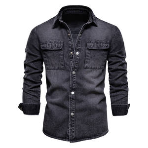 Alta calidad nuevo abrigo de mezclilla Casual 100% algodón grueso manga larga camisa de mezclilla para hombres chaqueta de mezclilla al por mayor - Product Image 4