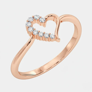 Bague en or massif 14K 18K avec diamant de laboratoire, cœur ouvert creux, pavé de diamants, bague de fiançailles, cadeau d'anniversaire pour elle, vente chaude - Product Image 4