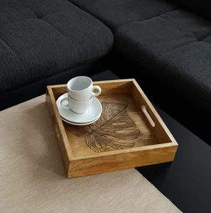 Bandeja DE SERVICIO DE MADERA hecha a mano de la mejor calidad de la India, fuerte y duradera, uso doméstico decorativo, de Artisan Craft - Product Image 6