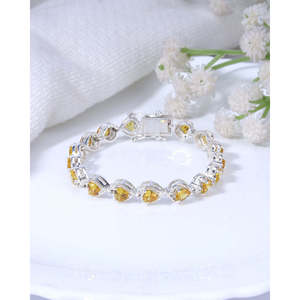 <b>Citrine</b> Heart Shaped Zirconia <b>Bracelet</b> with White Accents - Product Image 5