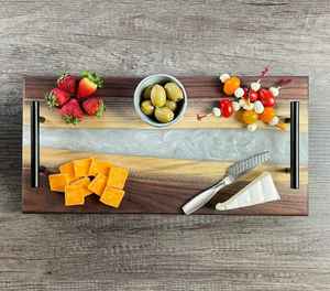 High Quality Epoxy Resin Wood Serving <b>Tray</b> Professional Manufacturer's Storage <b>Trays</b> for Kitchen Food Fruit Tools <b>Party</b> Use - Product Image 2