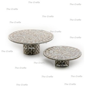 Fabulous Design Cake Stand Wooden And <b>Mother</b> Of Pearl Cake Stand Different Size Set Of Two Cake Serving Stand - Product Image 2