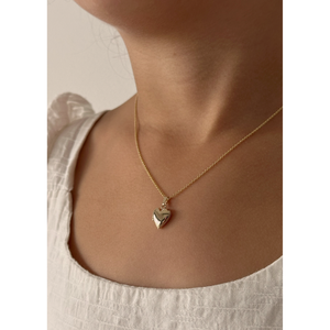 Colliers tendance Mommy + Bb Maison avec pendentif cœur, plaqué or rose, orné de zircon, diamant et perle, pour fiançailles, style religieux - Product Image 2