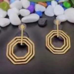 Pendientes de Aro y con Perno de Latón Hechos a Mano, Chapados en Oro, con Ópalo para Boda - Product Image 4