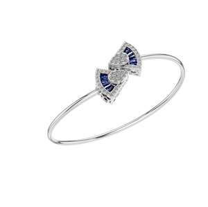 Bracelet à breloques moderne de luxe en or 14K diamant de laboratoire saphir synthétique taille brillant certifié IGI mariage fin pour femme - Product Image 5